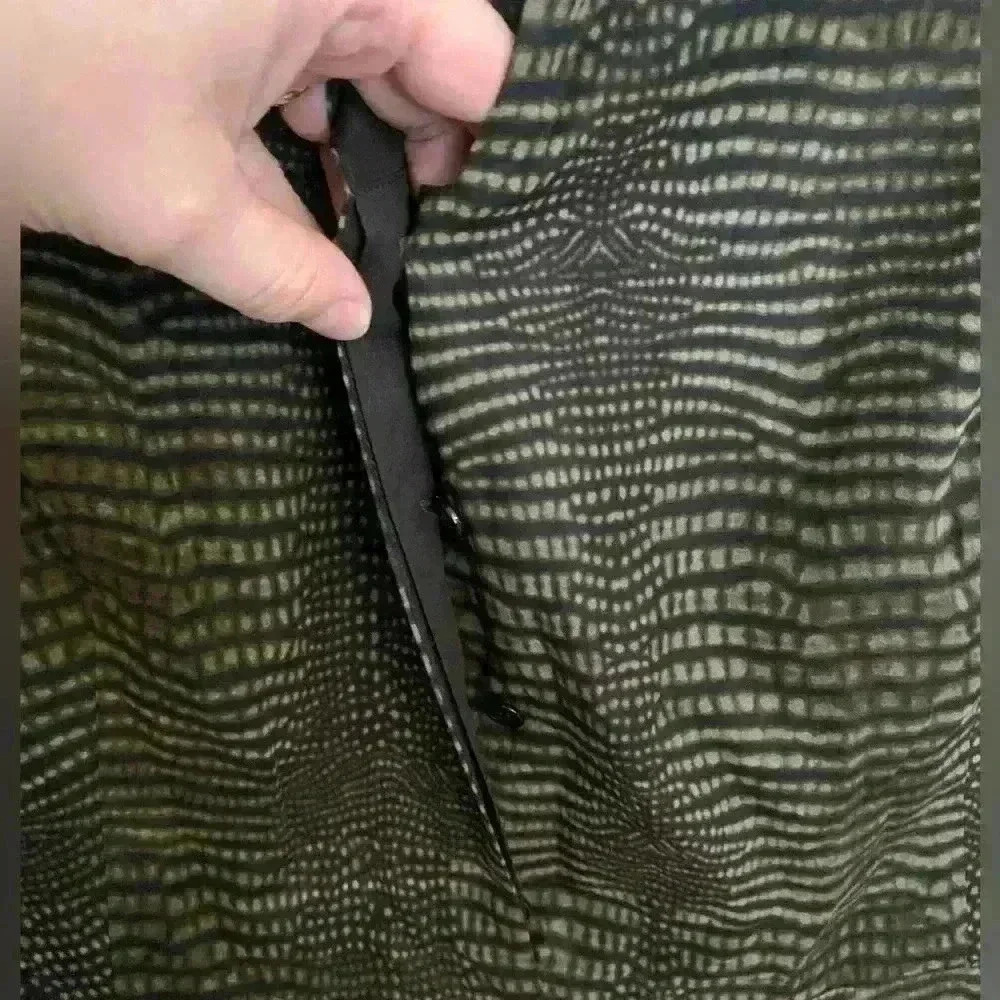 Akris Brown Black Pattern Cotton Pleated Midi Dress, Womens Size 10 - Picture 8 of 16